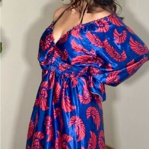 Elegant Blue and Pink Women's Dress